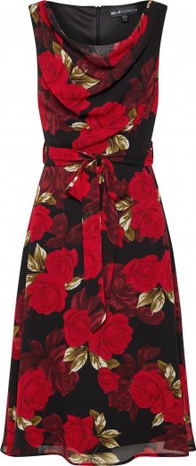 Mela London Koktejlové šaty \'COWL NECK ROSE PRINT DRESS\' červená / černá