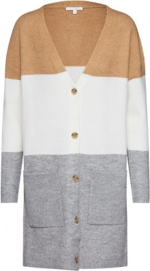 TOM TAILOR DENIM Kardigan hnědá / šedá / bílá