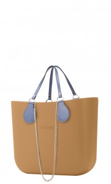 O bag  kabelka Biscotto s řetízkovým držadlem a modrou koženkou