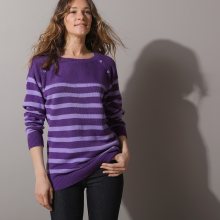 Blancheporte Pruhovaný pulovr s knoflíky fialová/lila 34/36