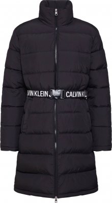 Calvin Klein Jeans Zimní kabát \'LONG PUFFER WITH WAIST BELT\' černá