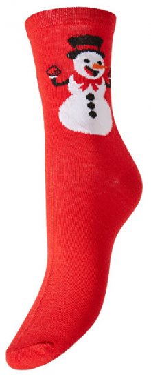 Vero Moda Dámské ponožky VMELFIE SOCKS Chinese Red SNOWMAN