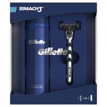 Gillette Sada na holení Mach3 holicí strojek + Gel na holení pro citlivou pokožku Sensitive