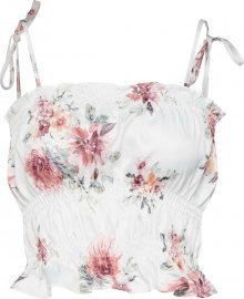 Missguided Top \'Floral Satin Cami\' růžová / bílá