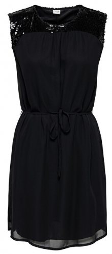 Jacqueline de Yong Dámské šaty JDYOTIS S/L UPPER SEQUINS DRESS WVN Black 36