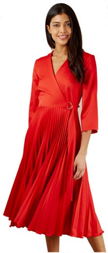 Closet London Dámské šaty Closet Wrap Pleated Dress Red XL
