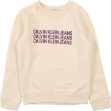 Calvin Klein Jeans Mikina krémová / tmavě fialová