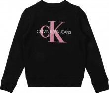 Calvin Klein Jeans Mikina \'MONOGRAM TERRY\' růžová / černá