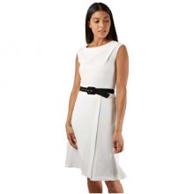 Closet London Dámské šaty Closet A-line Dress With Black Belt White S
