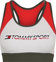 Tommy Sport Sportovní podprsenka \'BLOCKED BRA MID CO/E\' tmavě zelená / ohnivá červená / bílá
