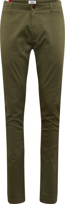 Tommy Jeans Chino kalhoty \'ESSENTIAL SLIM CHINO\' tmavě zelená