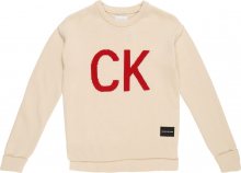 Calvin Klein Jeans Svetr \'CK LOGO INTARSIA SWE\' krémová