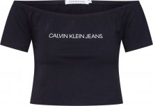 Calvin Klein Jeans Tričko \'Institutional\' černá / bílá