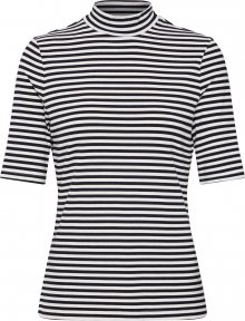Banana Republic Tričko \'ELBOW SLV FITTED RIB MOCK NECK\' černá / bílá