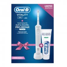 Oral B Elektrický zubní kartáček Vitality White Sensitive + zubní pasta Original 75 ml