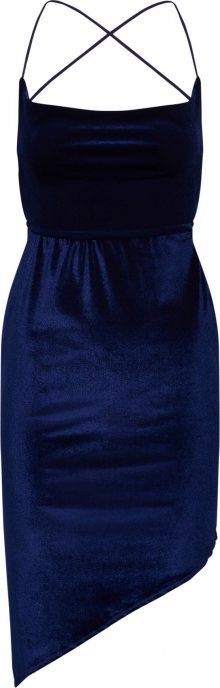 Missguided Letní šaty \'Velvet Asymetric Strappy Back Mini\' námořnická modř