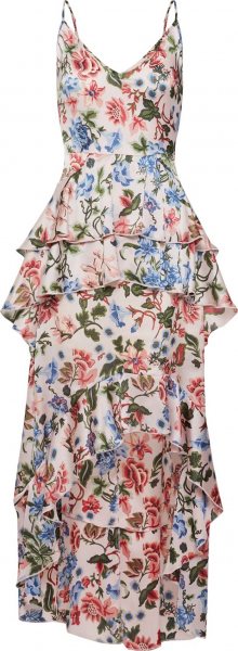 Missguided Letní šaty \'Floral Ruffled Midi Dress\' pink