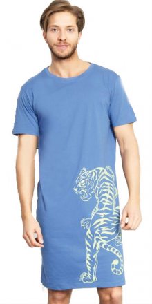 Pánská noční košile s krátkým rukávem Vienetta Secret Tygr | modrošedá | M