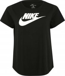Nike Sportswear Tričko \'W NSW TEE ESSNTL FUTURA PLUS\' černá / bílá