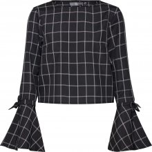 Missguided Tričko \'Check Flared Tie Cuff Co Ord Top\' černá