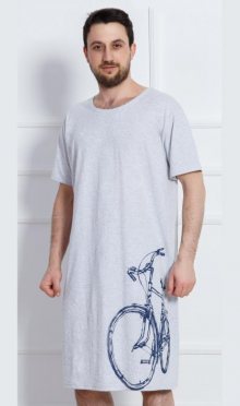 Pánská noční košile s krátkým rukávem Vienetta Secret Bicykl | tyrkysová | XL