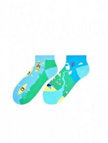 More 069 dámské nepárové kotníkové ponožky 39-42 světle modrá-zelená