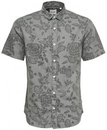 ONLY&SONS Pánská košile Tapor Ss Flower Aop Denim Shirt Grey Pinstripe S