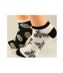 Bratex Popsox 4455 Vzorované dámské kotníkové ponožky 39-41 bílá-žlutá