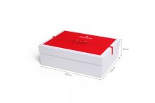 Dárková krabička bílá-červená 275X200X85