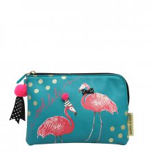 Disaster tyrkysová malá kosmetická taška Candy Pop Flamingo Zip
