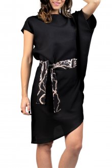 Simpo černé asymetrické šaty Storm s páskem - U