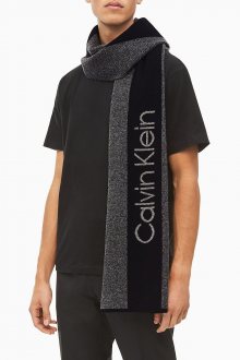 Calvin Klein černá šála Knit Logo Scarf Black