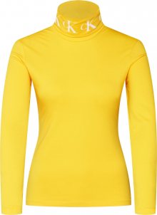 Calvin Klein Jeans Tričko \'MONOGRAM TAPE ROLL NECK LS TEE\' žlutá