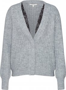 TOM TAILOR DENIM Kardigan \'lace cardigan Cardigan 1/1\' stříbrně šedá