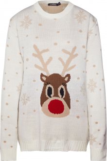 Boohoo Svetr \'Snowflake Reindeer Christmas\' krémová