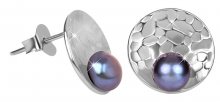 JwL Luxury Pearls Stříbrné tepané náušnice s perlou JL0412
