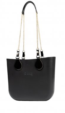 O bag černá kabelka Nero s řetízkovými držadly Gold/Shiny Black