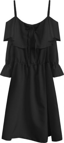 Černé dámské šaty s výstřihem se zavazováním (348ART) černá ONE SIZE