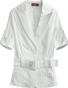 Bílé bavlněné sako s krátkými rukávy (X1012X) bílá L (40)