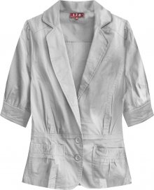 Světle šedé bavlněné sako s krátkými rukávy (X1022X) šedá S (36)