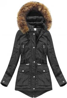 Černá dámská zimní bunda s kapucí (7311) černá XXL (44)