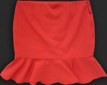 Korálová krátká sukně s volánem (X6158X) červená S (36)
