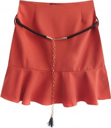 Korálová krátká sukně s volánem (6158/1) červená L (40)