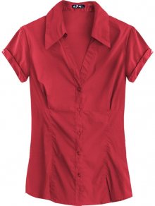 Košile v korálové barvě s krátkými rukávy (1046) červená S (36)