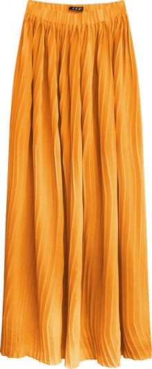 Dámská oranžová plisovaná maxi sukně 1 (9237/1) oranžová M (38)
