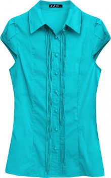 Košile v mořské akvamarínové barvě s krátkými rukávy (X1050X) mořsky modrá S (36)
