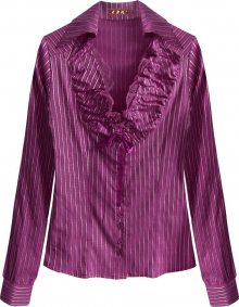 Fialová pruhovaná košile s krajkou (11072) fialová S (36)