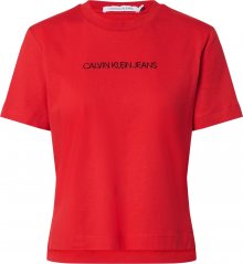 Calvin Klein Jeans Tričko \'SHRUNKEN INSTITUTIONAL LOGO TEE\' červená