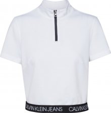 Calvin Klein Jeans Tričko \'LOGO ELASTIC MILANO HALF ZIP\' černá / bílá