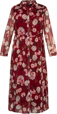 Ulla Popken Společenské šaty \'Hemdblusenkleid mit Blumendruck und Litze\' červená